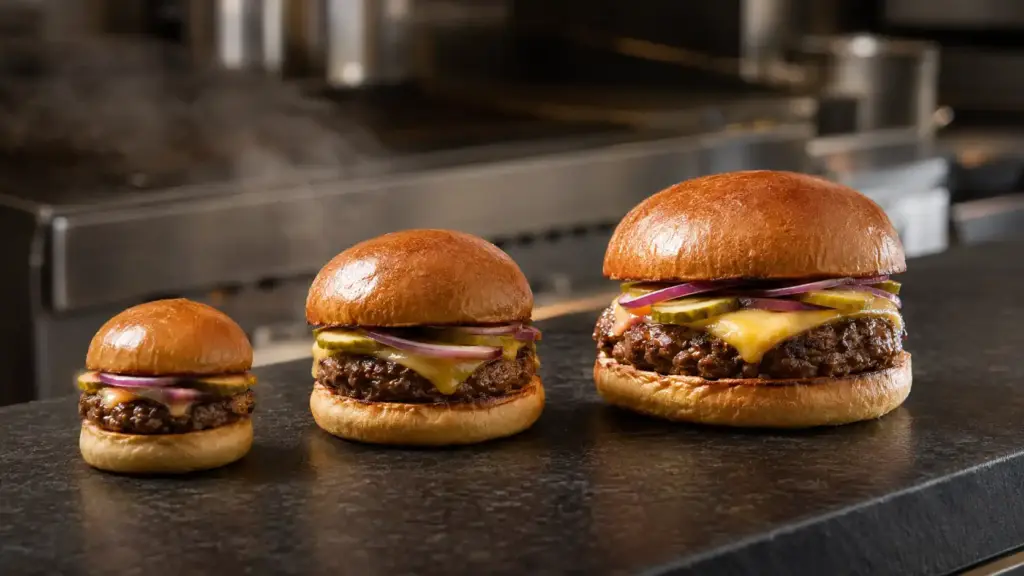 imagen de diferentes gramajes de hamburguesas